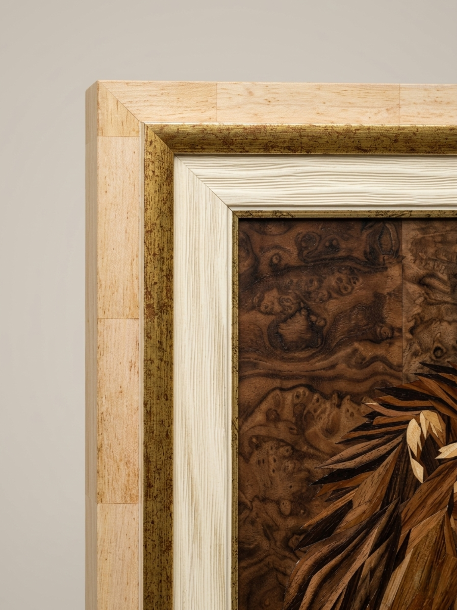 Strength in Harmony — marquetry detail, wood grain and texture