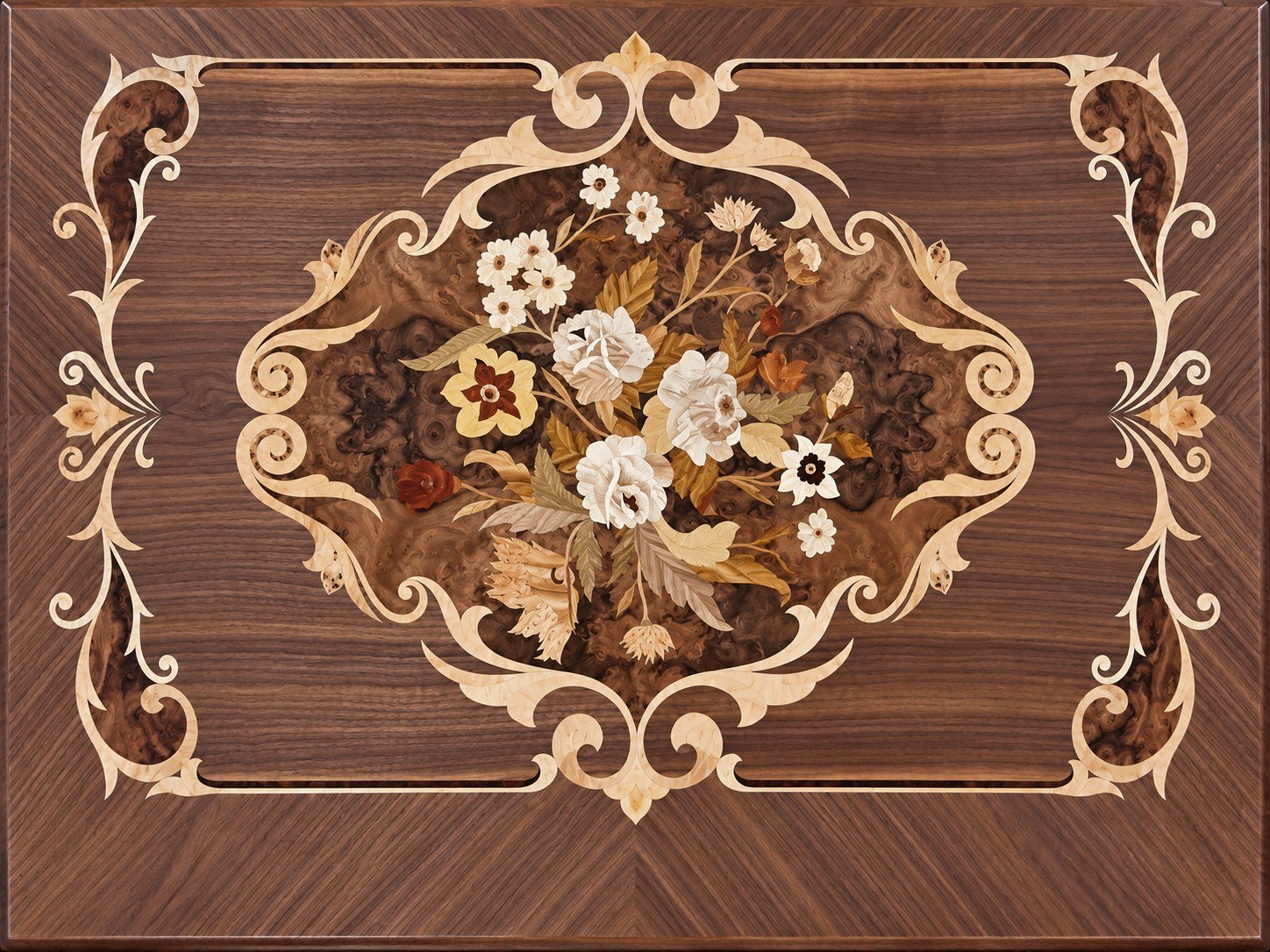 Floral cartouche panel (enhanced image)