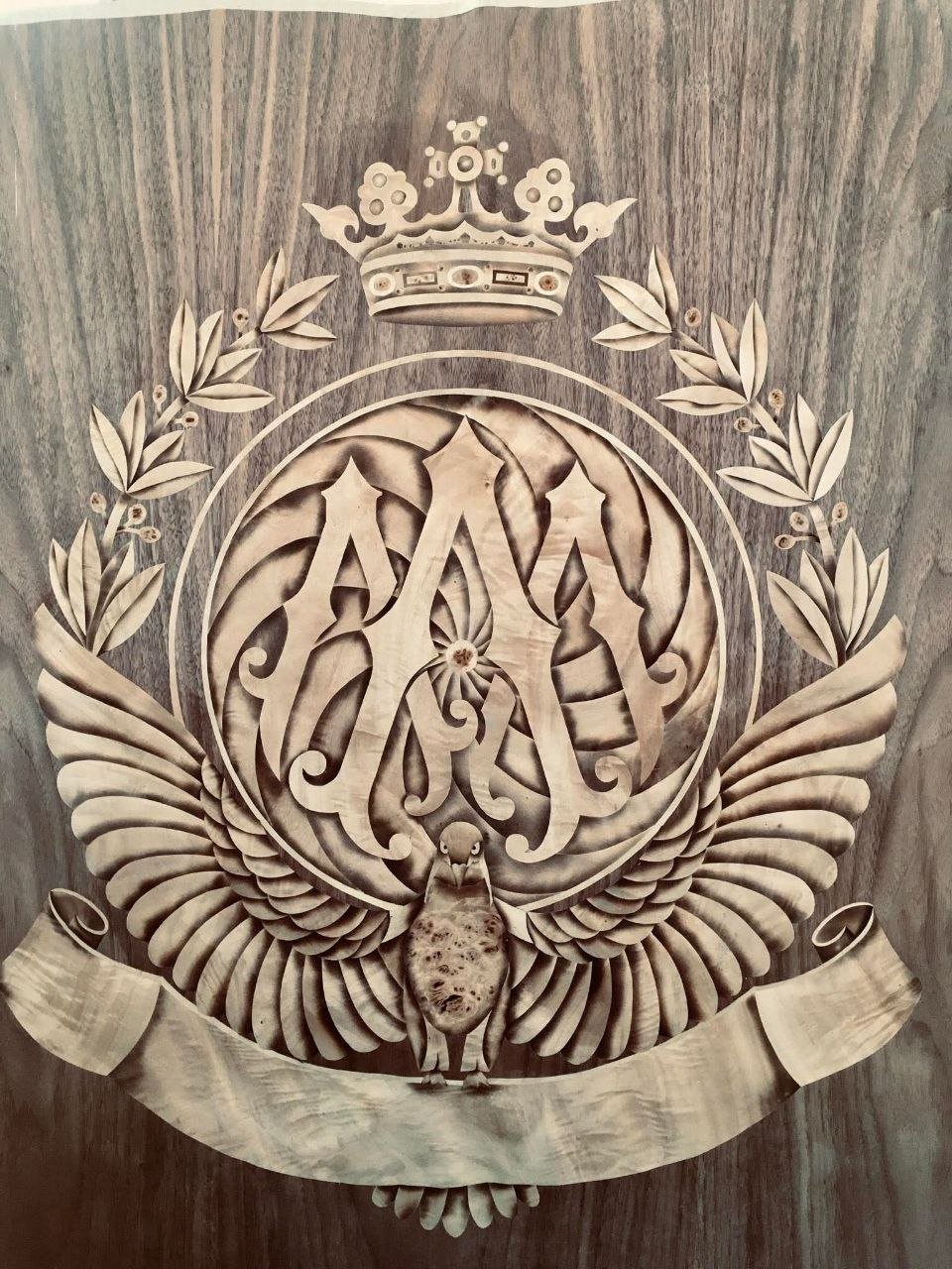 Heraldic monogram panel (original photo)
