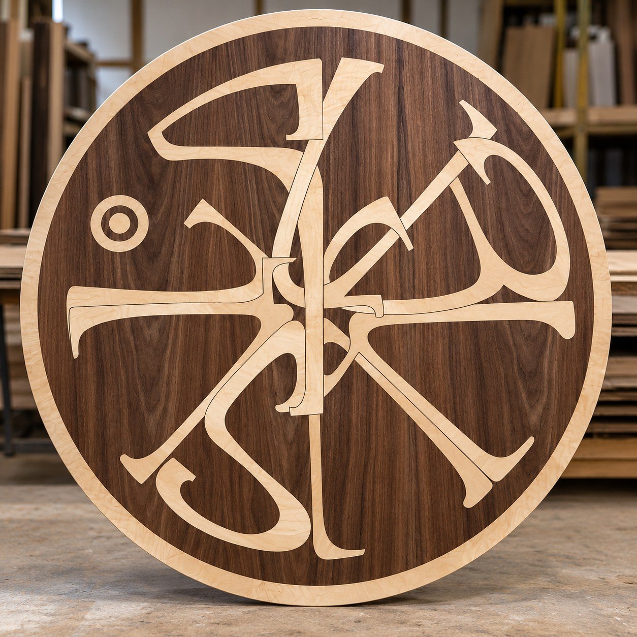 Round calligraphic panel (enhanced image)